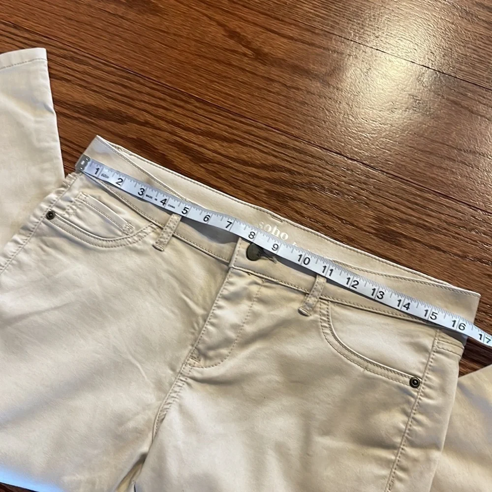 SOHO legging cropped zip button closure neutral cream color zip button closure 8